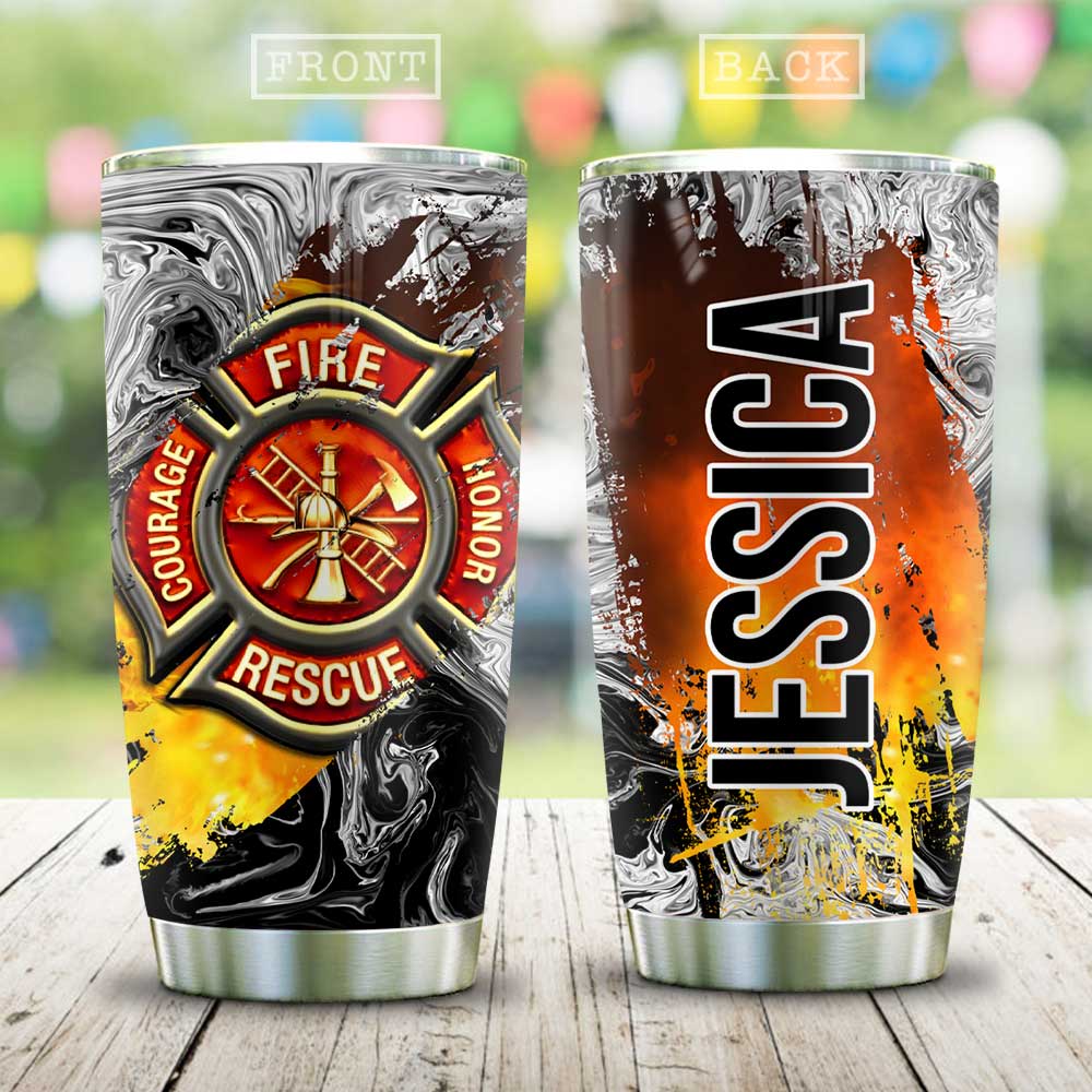 3D Firefighter Symbol Personalized Stainless Steel Tumbler