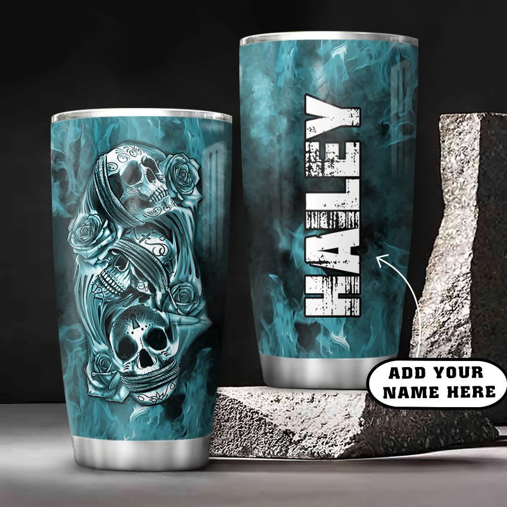 3D Picture Blue Skull Personalized Stainless Steel Tumbler