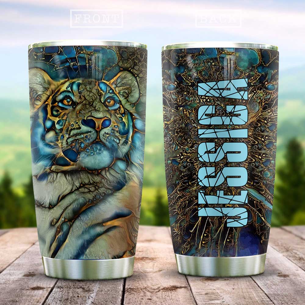 Abstract Art Style Tiger Personalized Stainless Steel Tumbler