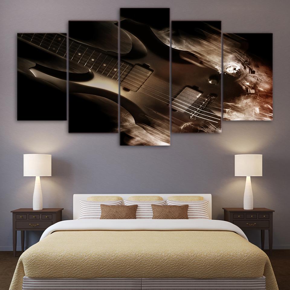 Abstract Classical Guitar - Music 5 Panel Canvas Art Wall Decor