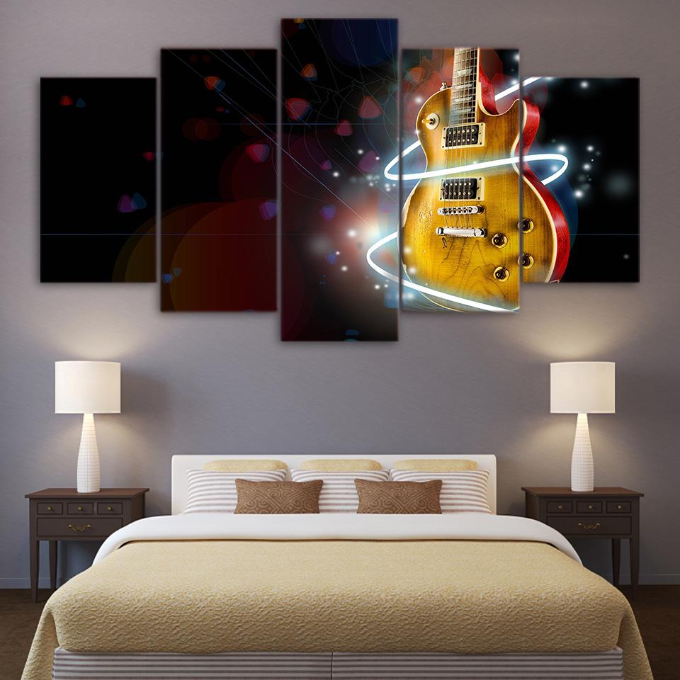 Abstract Cool Guitar - Music 5 Panel Canvas Art Wall Decor