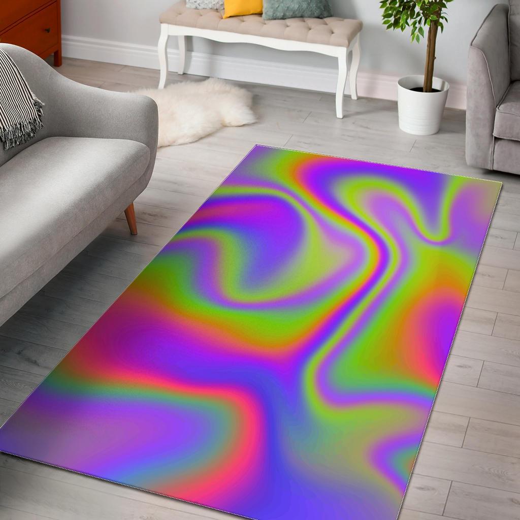 Abstract Holographic Trippy Print Area Rug Floor Decor
