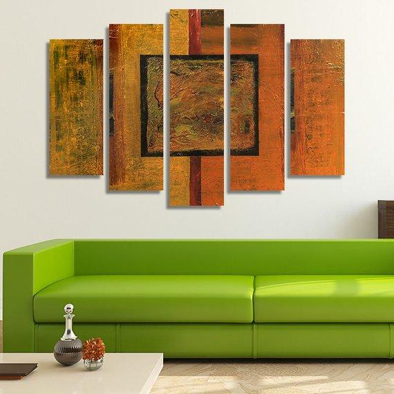 Abstract Oil - Abstract 5 Panel Canvas Art Wall Decor