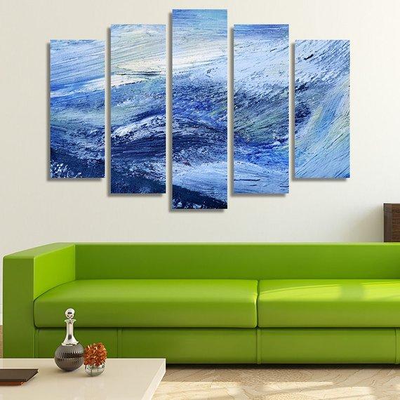 Abstract Oil 13 - Abstract 5 Panel Canvas Art Wall Decor