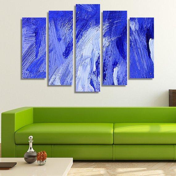 Abstract Oil 5003 - Abstract 5 Panel Canvas Art Wall Decor