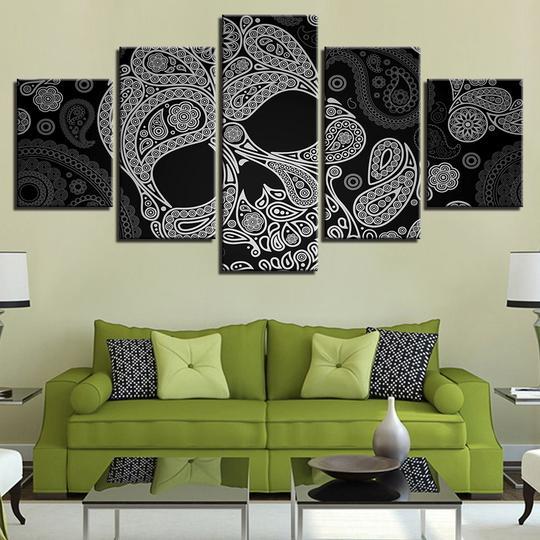 Abstract Skull 2 - Abstract 5 Panel Canvas Art Wall Decor