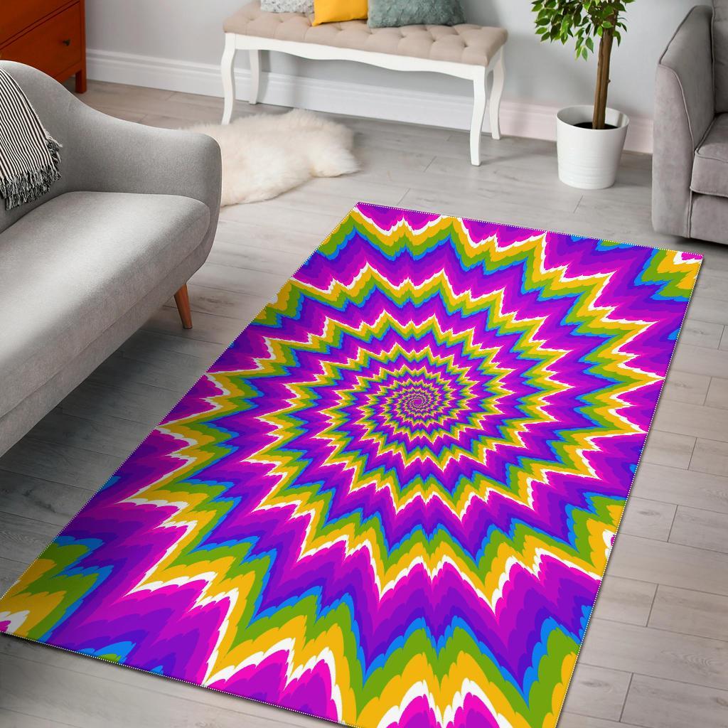 Abstract Spiral Moving Optical Illusion Area Rug Floor Decor
