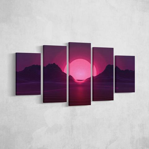 Abstract Sunset - Nature 5 Panel Canvas Art Wall Decor