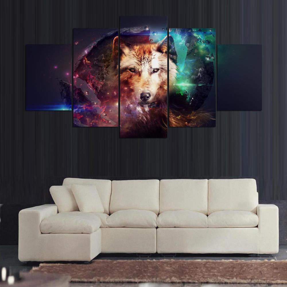 abstract wolf 09 - Abstract 5 Panel Canvas Art Wall Decor