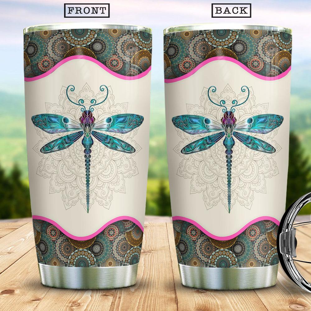 Advice From A Dragonfly Mandala Pattern Pattern Gift For Dragonfly Lover Present Idea For Dragonfly Lover Stainless Steel Tumbler
