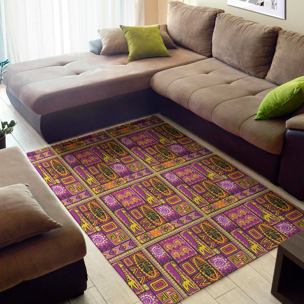 African Ethnic Tribal Inspired Print Area Rug Floor Decor