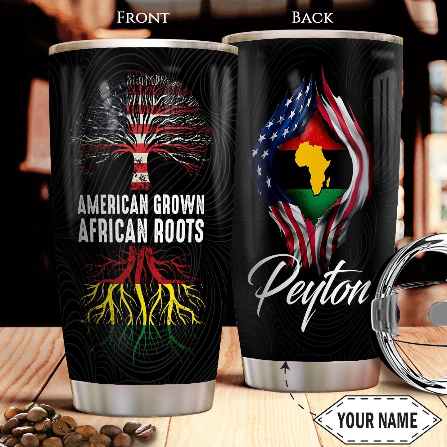 African Root Personalized Stainless Steel Tumbler