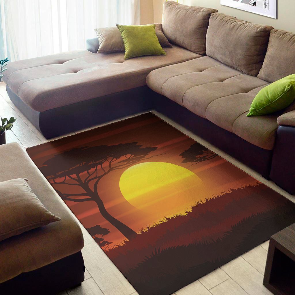 African Savanna Sunset Print Area Rug Floor Decor