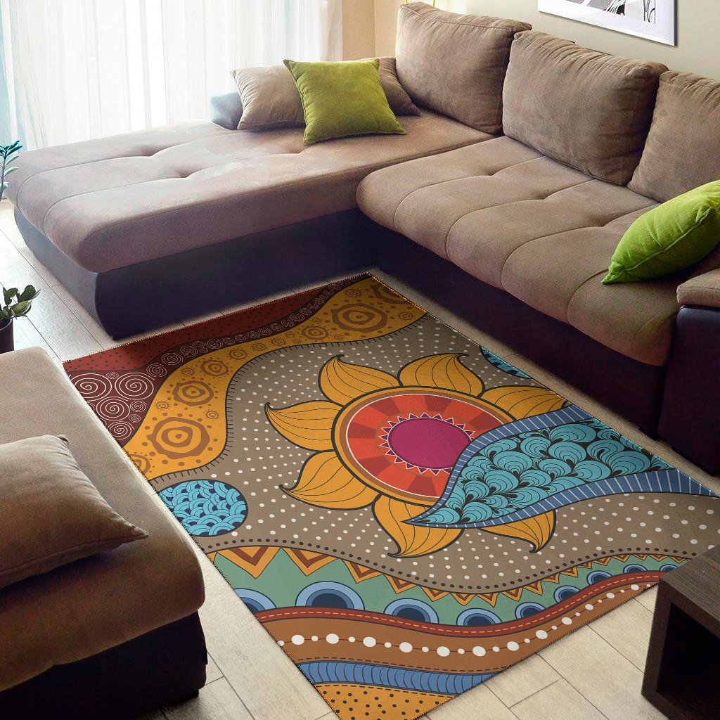 African Sun Print Area Rug Floor Decor