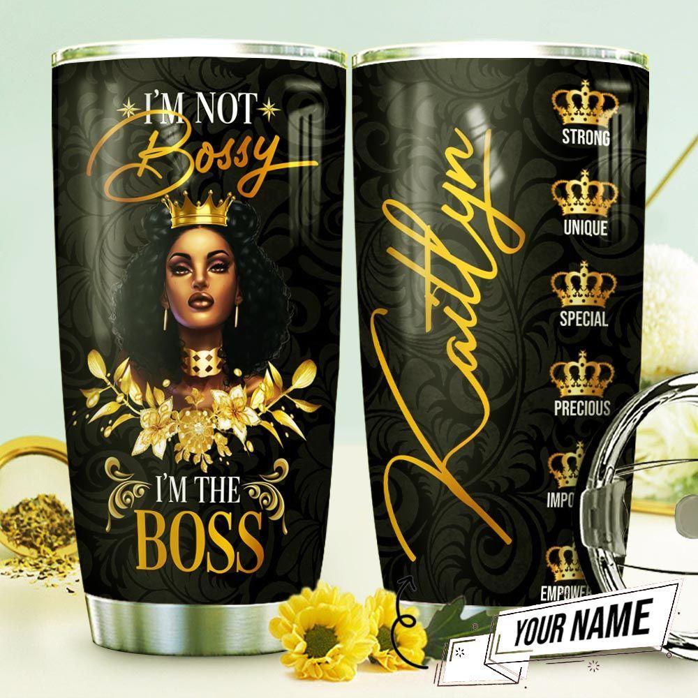 African Woman Boss Personalized Stainless Steel Tumbler
