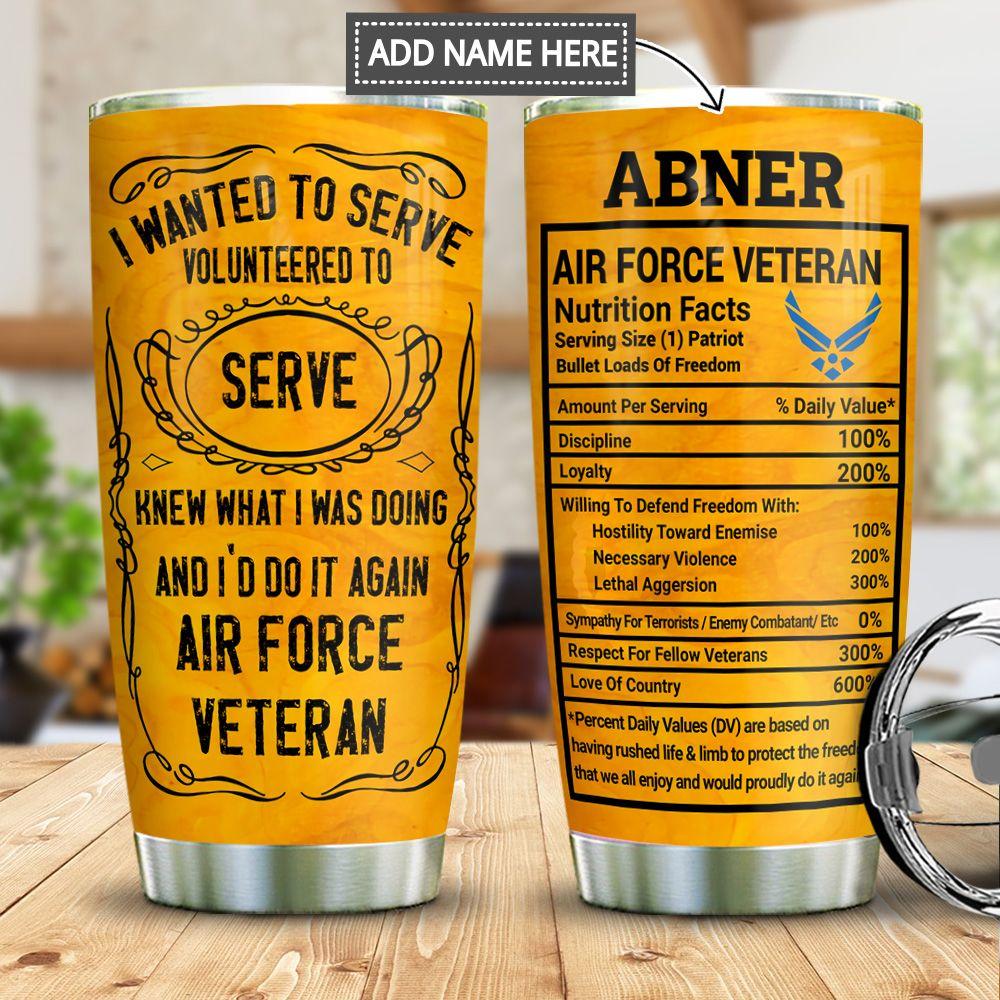 Air Force Veteran Facts Personalized Stainless Steel Tumbler