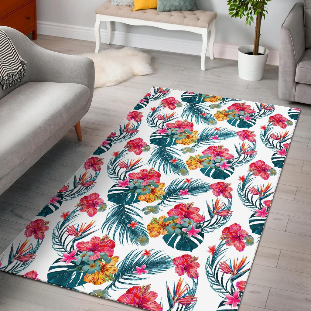 Aloha Hawaii Floral Pattern Print Area Rug Floor Decor