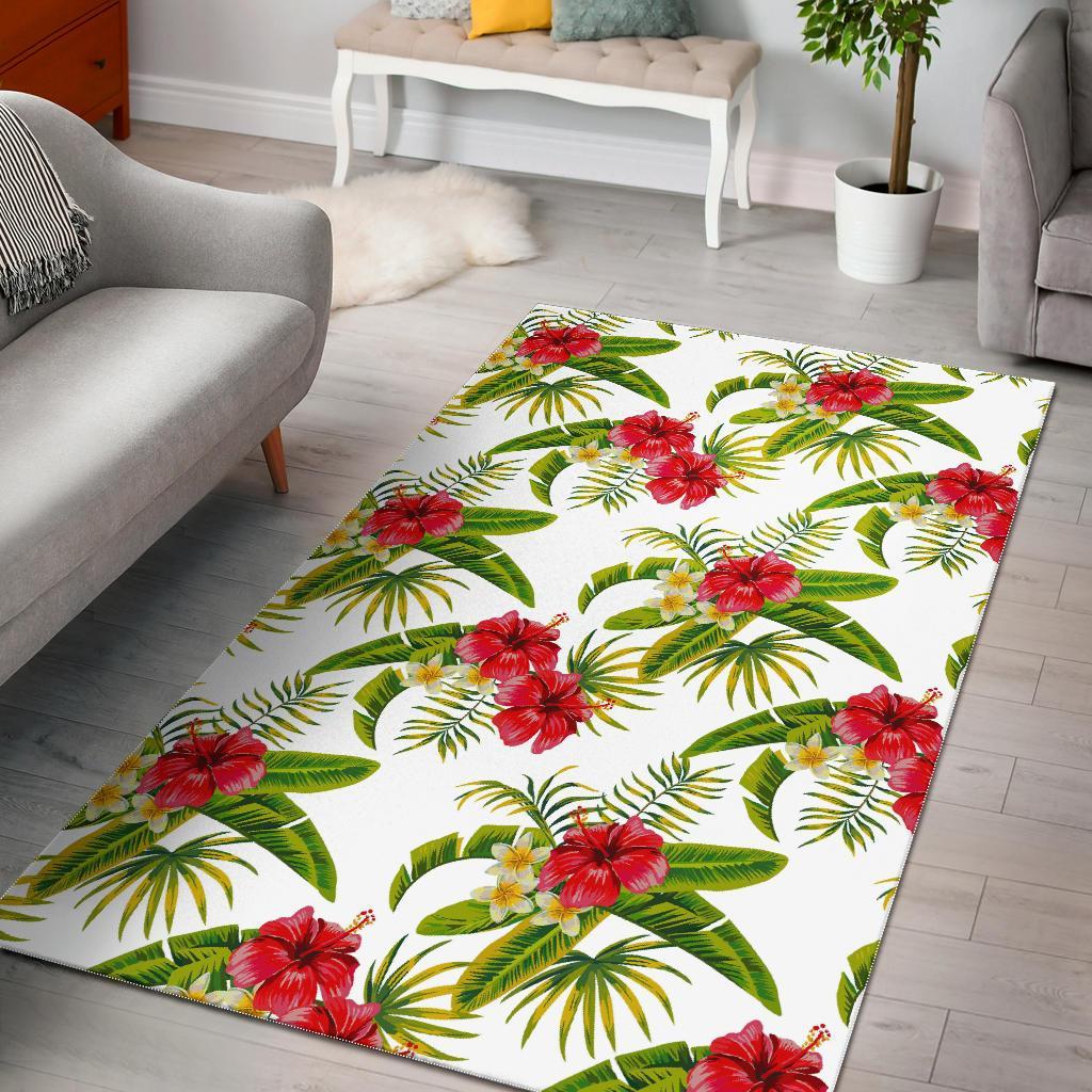 Aloha Hibiscus Tropical Pattern Print Area Rug Floor Decor