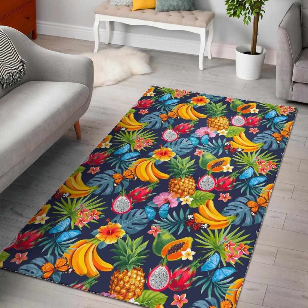 Aloha Tropical Fruits Pattern Print Area Rug Floor Decor