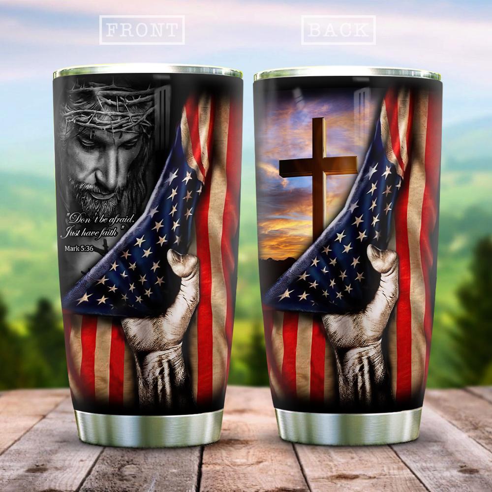 American Flag Jesus Stainless Steel Tumbler