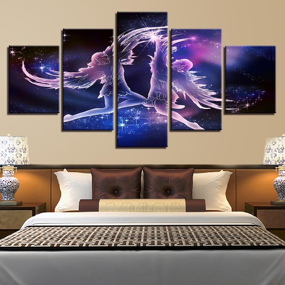 Angel Wings Beautiful - Abstract 5 Panel Canvas Art Wall Decor