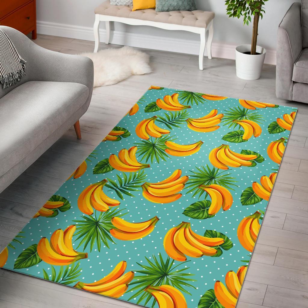 Banana Palm Leaf Pattern Print Area Rug Floor Decor
