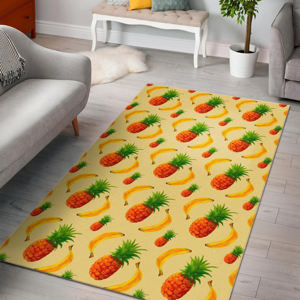 Banana Pineapple Pattern Print Area Rug Floor Decor