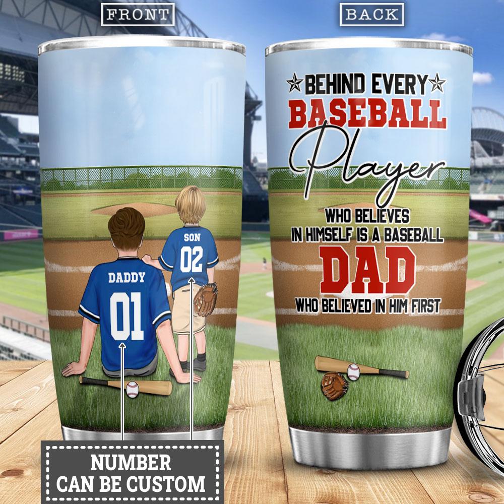 Baseball Dad And His Son Personalized Stainless Steel Tumbler