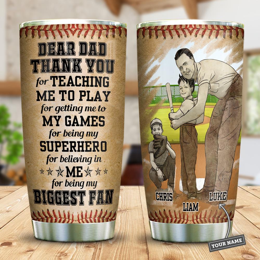 Baseball Dad Biggest Fan Of His Sons Personalized Stainless Steel Tumbler