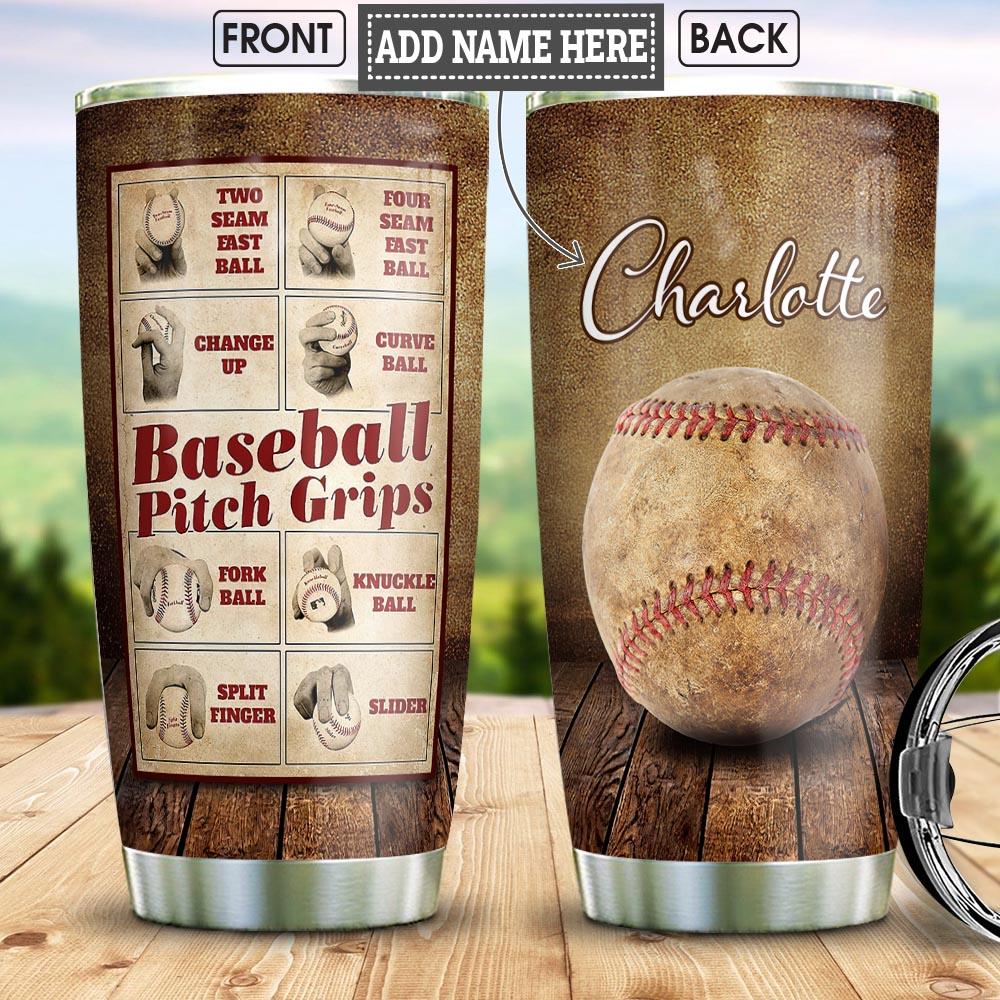 Baseball Pitch Grips Personalized Stainless Steel Tumbler