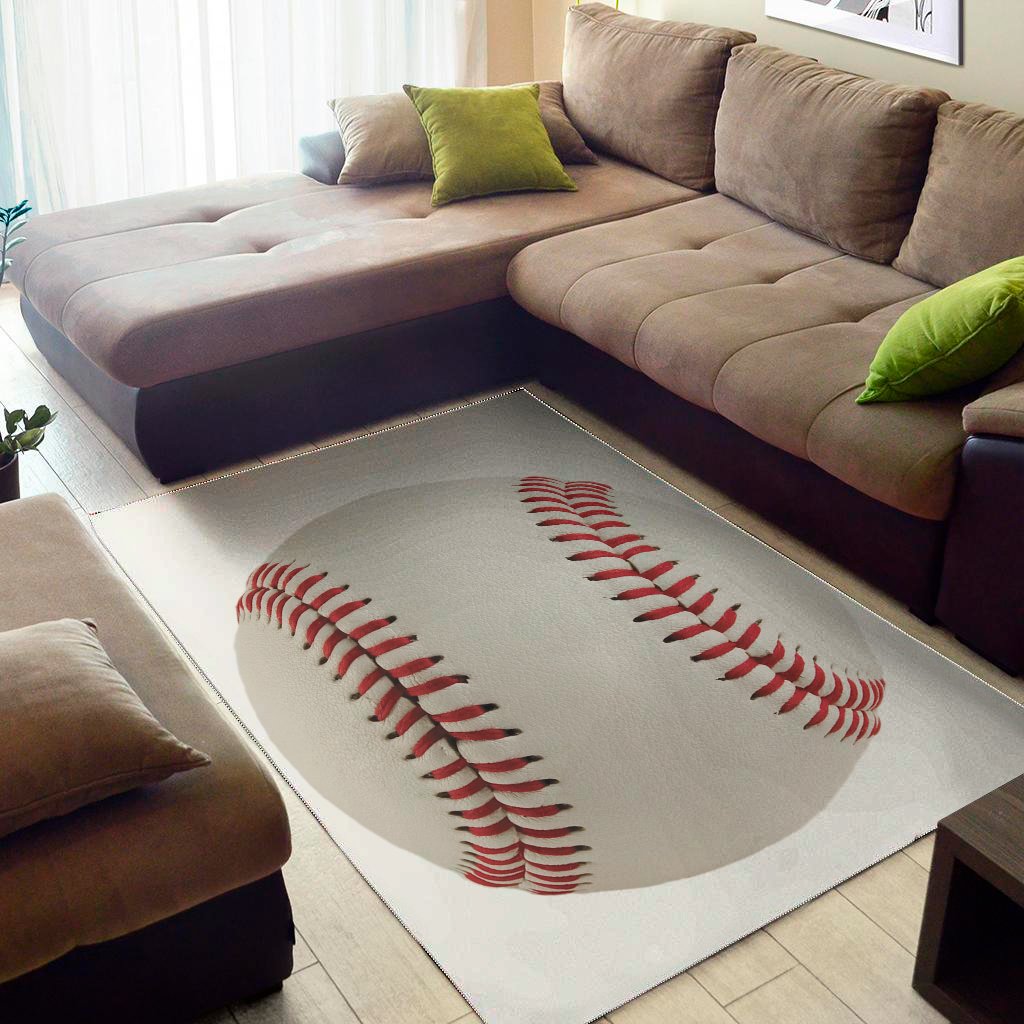 Baseball Stitching Print Area Rug Floor Decor