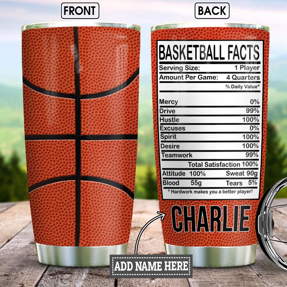 Basketball Nutrition Facts Personalized Stainless Steel Tumbler