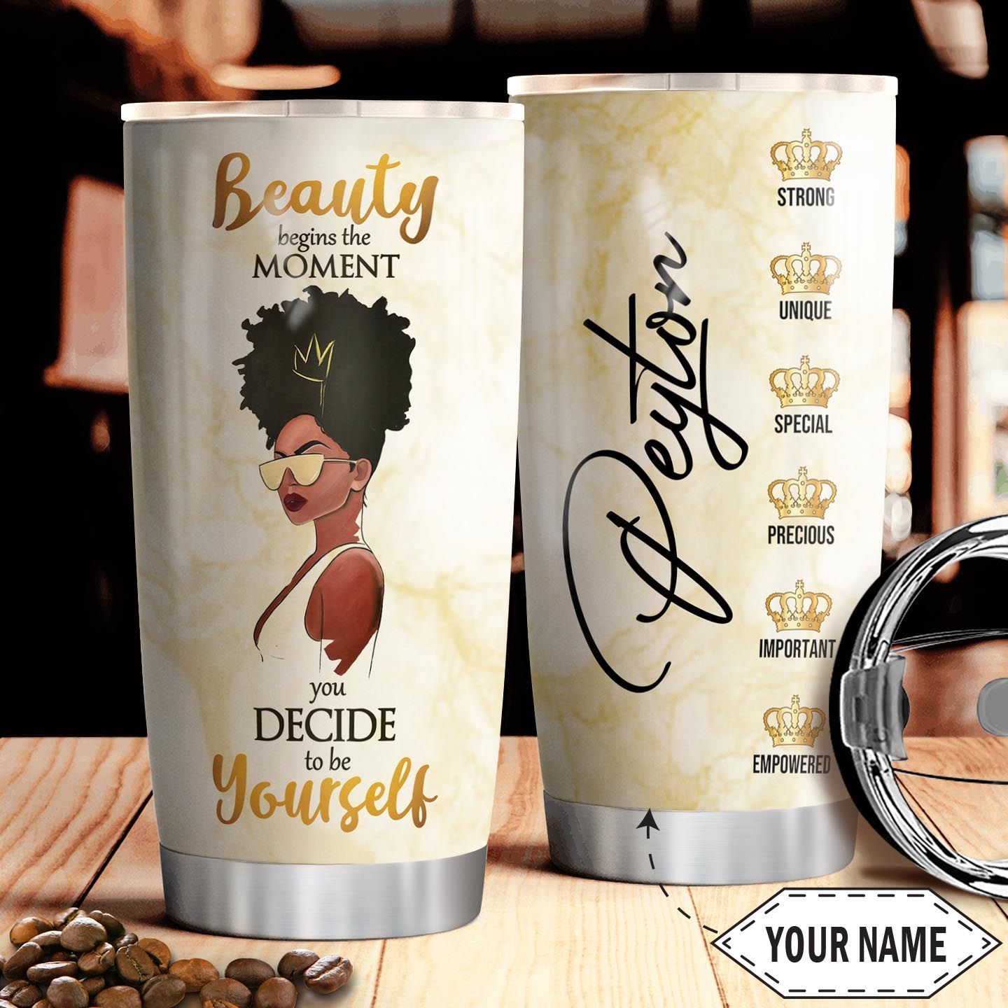 Be Yourself Black Women Personalized Stainless Steel Tumbler