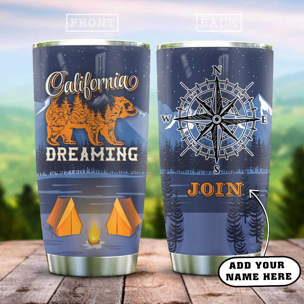 Bear Camping Personalized Stainless Steel Tumbler