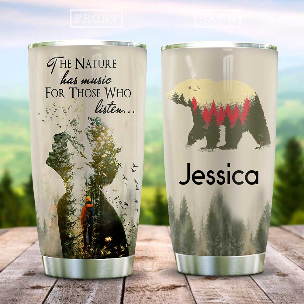 Bear Hiking Music Personalized Stainless Steel Tumbler