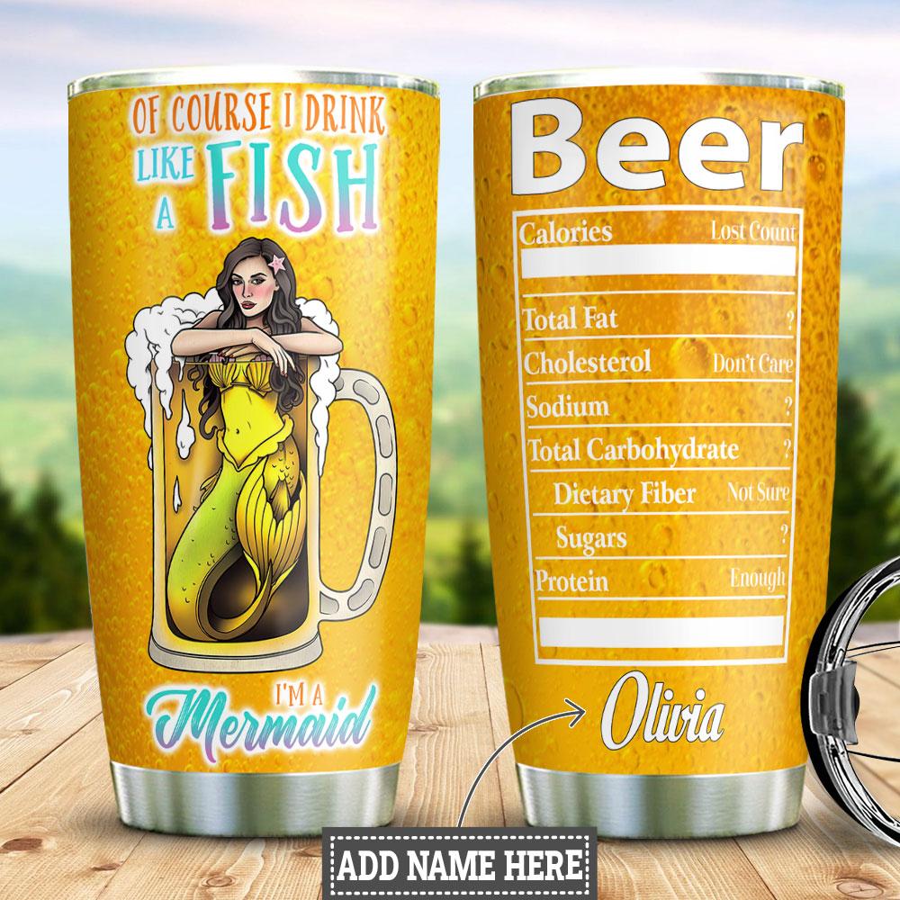 Beer Mermaid Personalized Stainless Steel Tumbler
