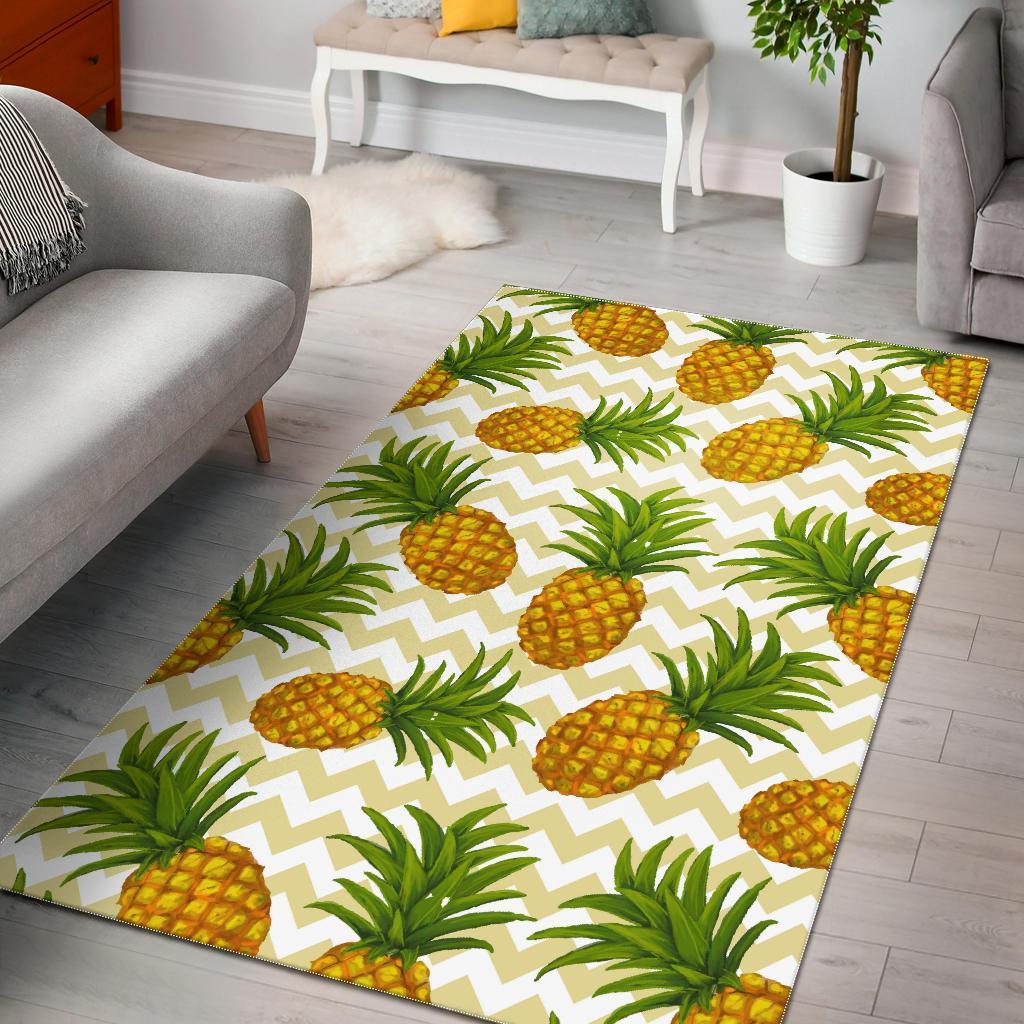 Beige Zig Zag Pineapple Pattern Print Area Rug Floor Decor