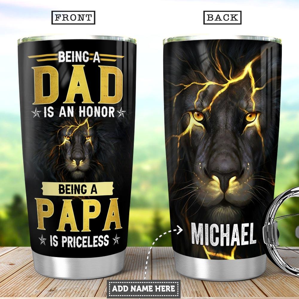 Being Papa Lion Personalized Stainless Steel Tumbler