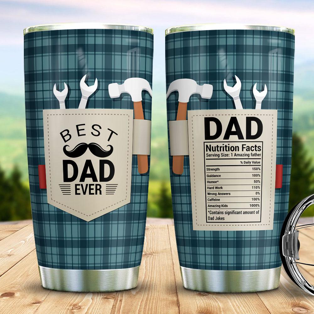 Best Dad Ever Quotes Dad Work Tools Gift From Daughter Or Son On Fathers Day Leather Pattern Present Idea For Father Stainless Steel Tumbler