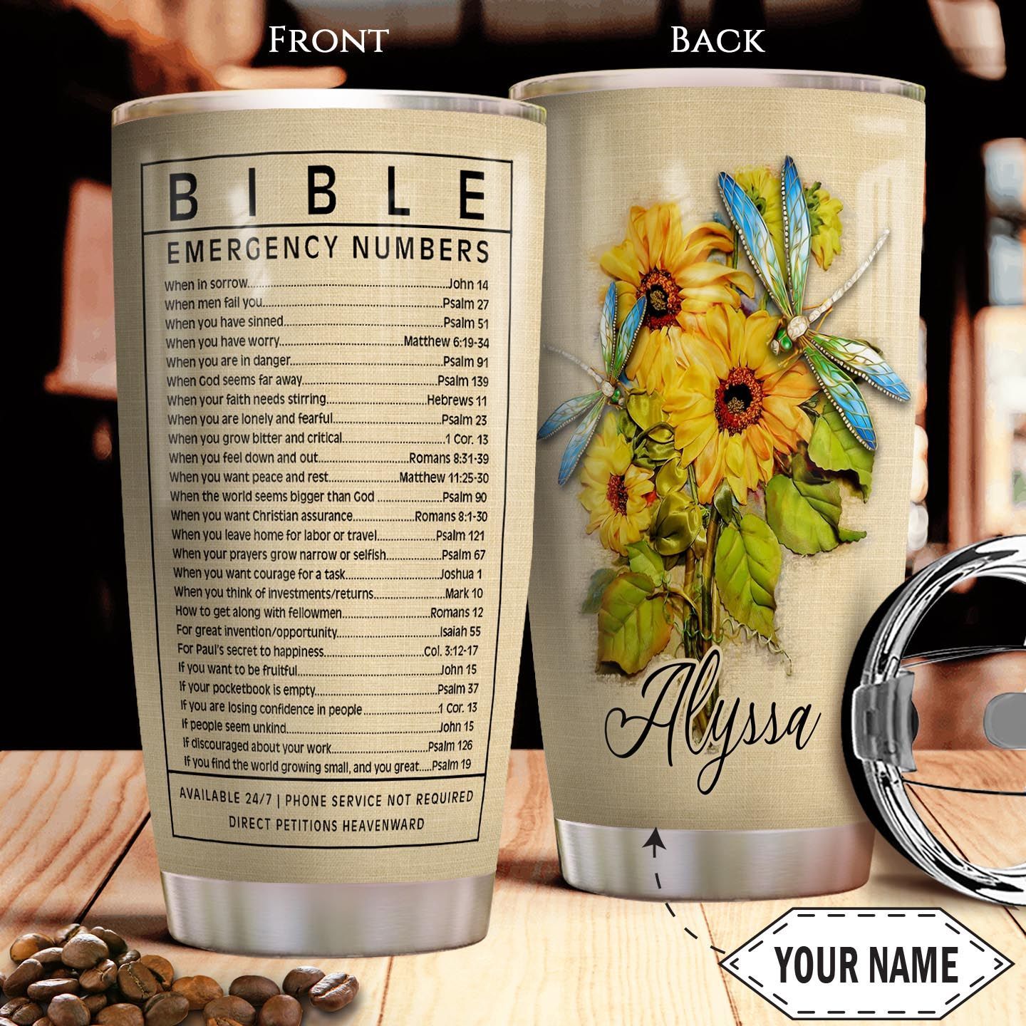 Bible Number Personalized Stainless Steel Tumbler