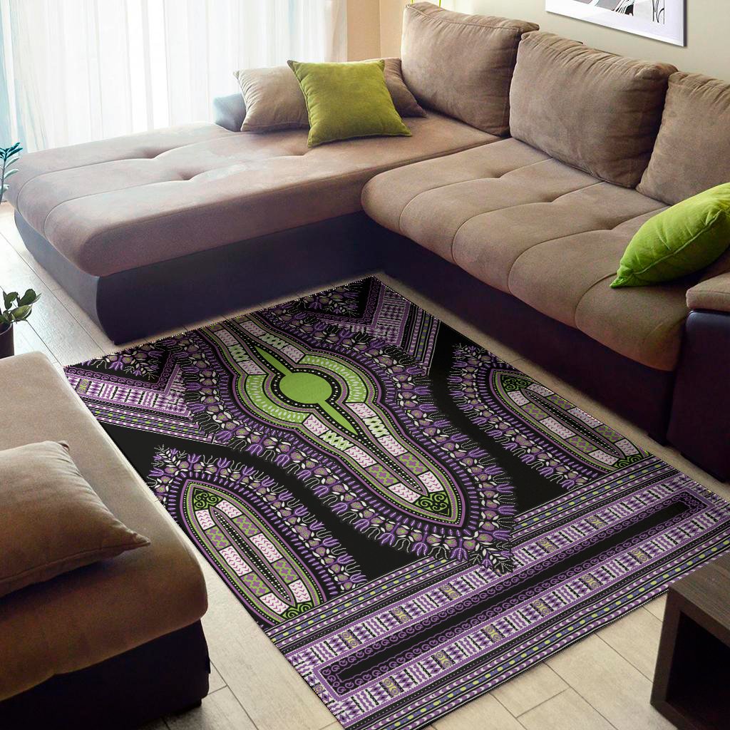 Black And Purple African Dashiki Print Area Rug Floor Decor