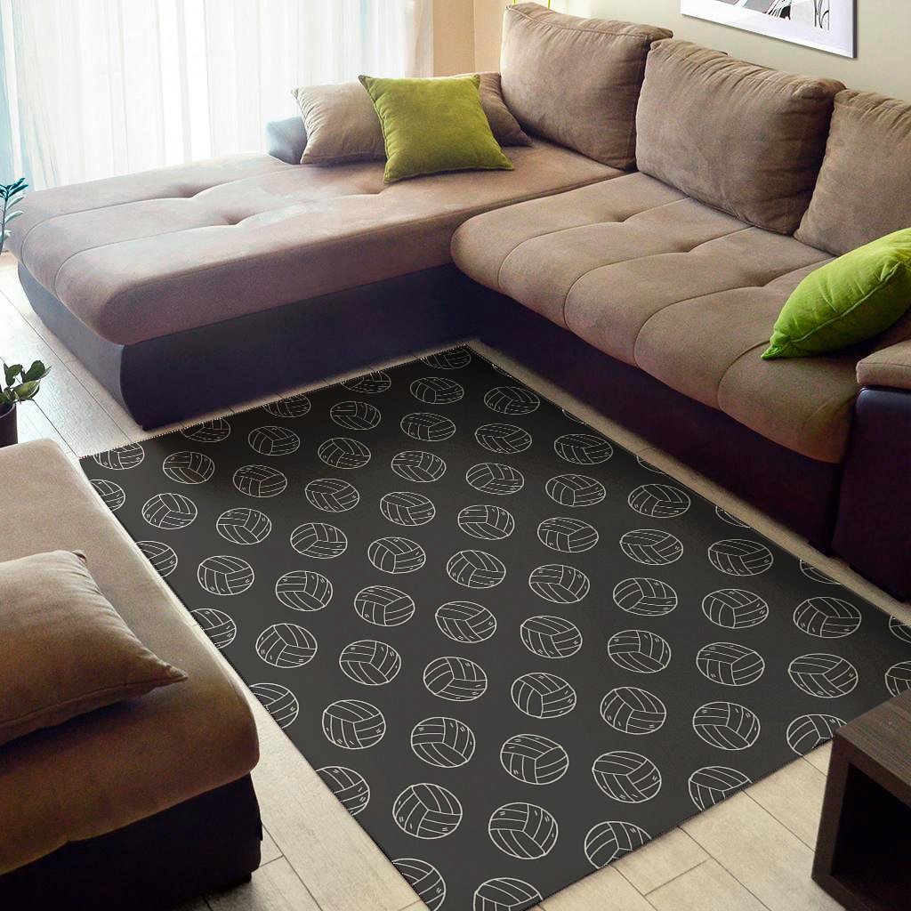Black And White Volleyball Pattern Print Area Rug Floor Decor