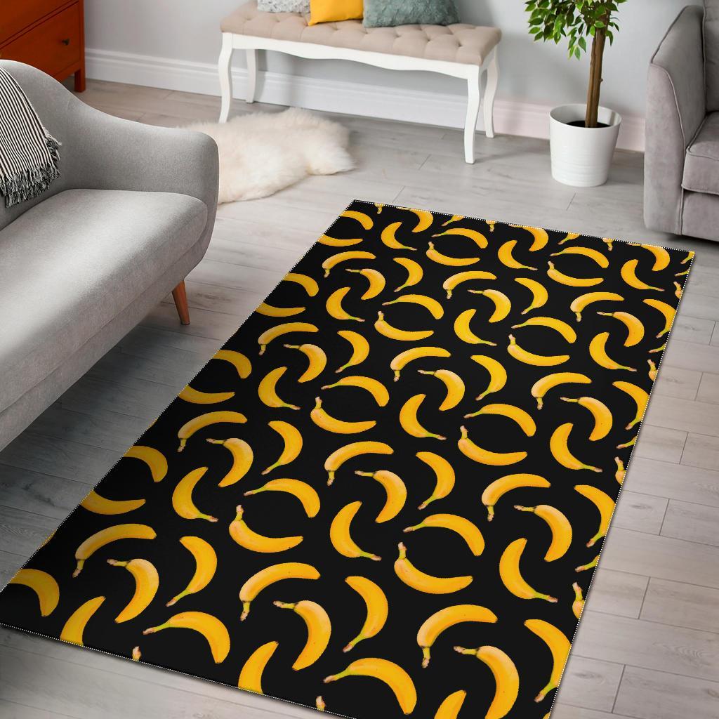 Black Banana Pattern Print Area Rug Floor Decor