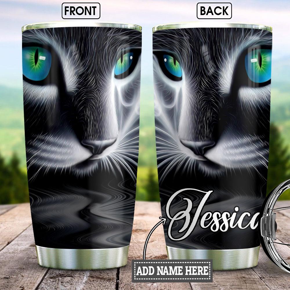Black Cat 3D Art Personalized Stainless Steel Tumbler
