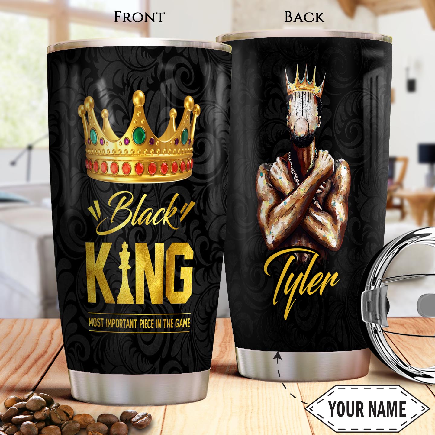 Black King Personalized Stainless Steel Tumbler