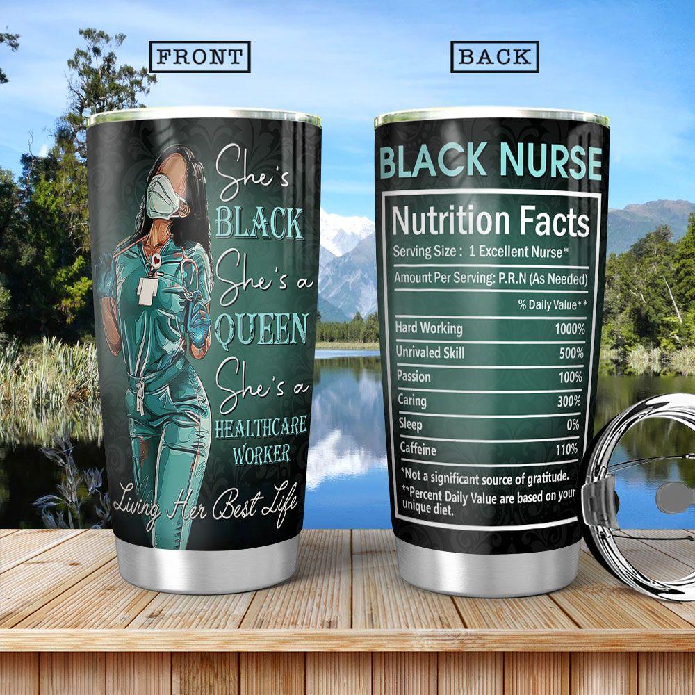 Black Nurse Facts Stainless Steel Tumbler