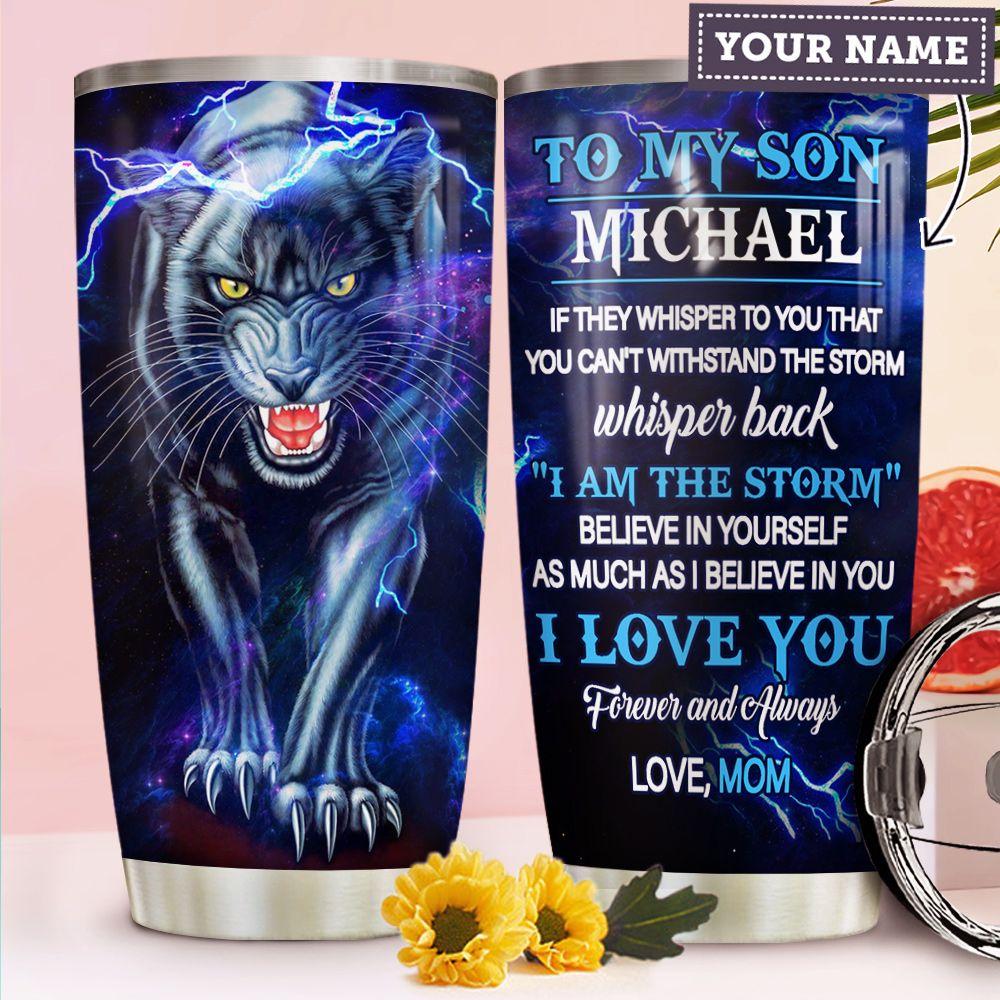 Black Panther To My Son Personalized Stainless Steel Tumbler