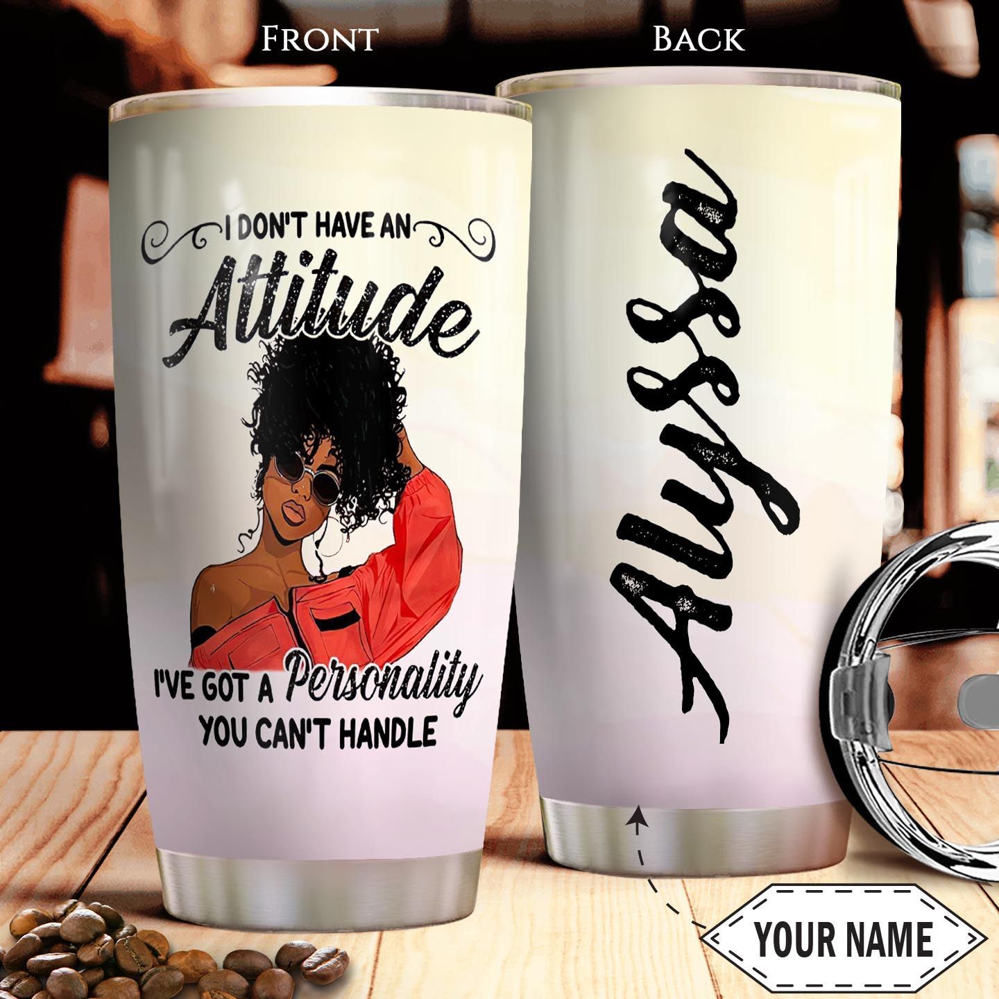 Black Women Personalized Stainless Steel Tumbler