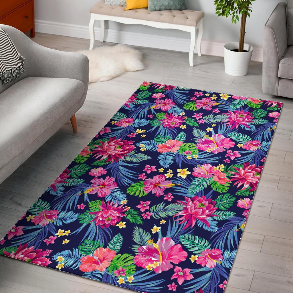 Blossom Tropical Flower Pattern Print Area Rug Floor Decor
