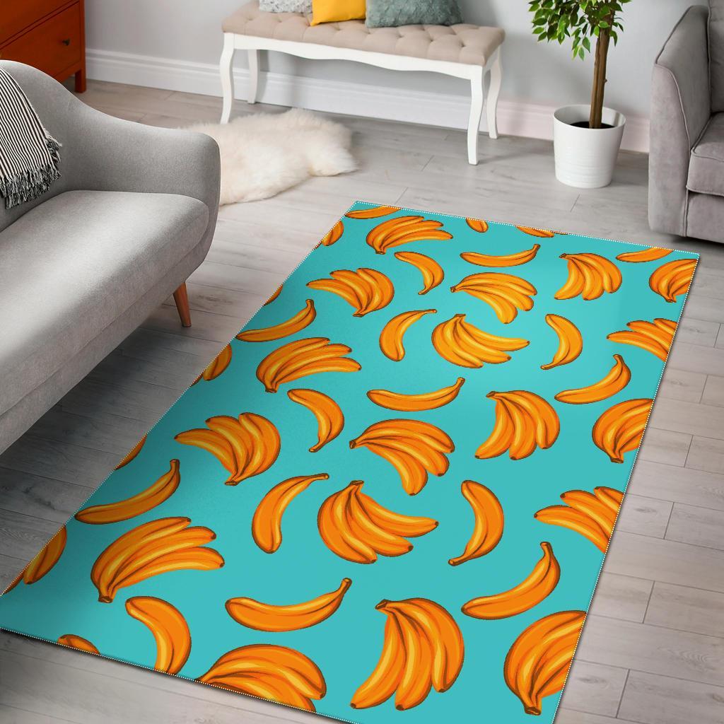 Blue Banana Pattern Print Area Rug Floor Decor